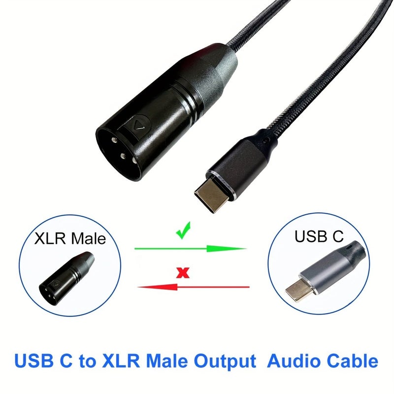 كابل USB C إلى XLR ذكر للميكروفون بطول 78.74 بوصة، كابل إخراج من نوع C إلى XLR لمكبرات الصوت والسماعات والخلاطات وغيرها. - Image 5