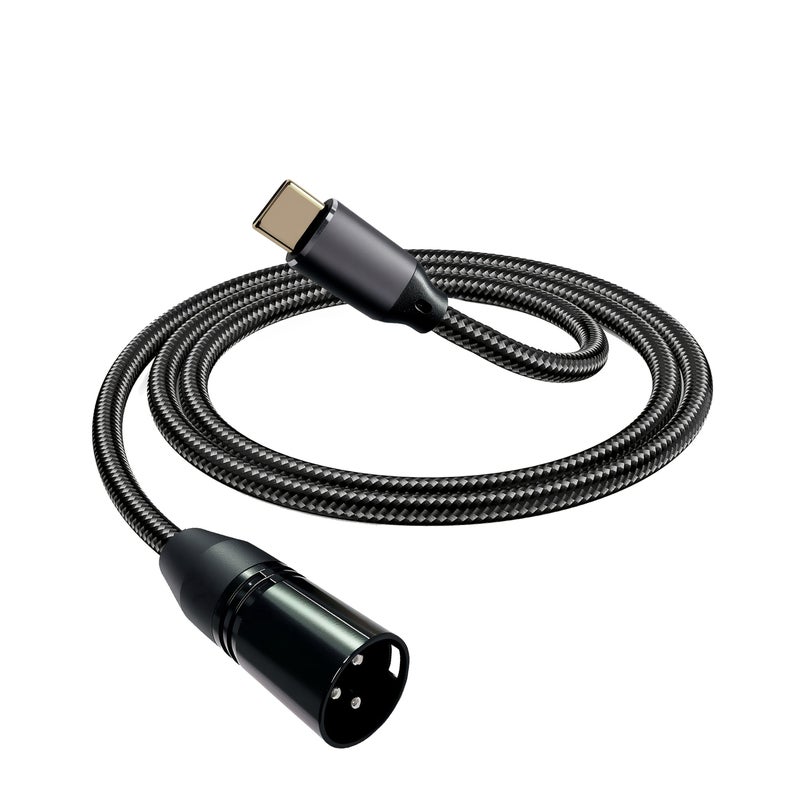 كابل USB C إلى XLR ذكر للميكروفون بطول 78.74 بوصة، كابل إخراج من نوع C إلى XLR لمكبرات الصوت والسماعات والخلاطات وغيرها. - Image 1