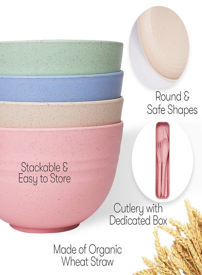 SWEVEN Wheat Straw Dinnerware Sets | Unbreakable Dinnerware Sets | Dishwasher Microwave Safe Dinnerware | Eco Friendly Non Breakable Dinnerware Sets | Plates, Bowls, Cups, Cutlery (Multi) - Image 3
