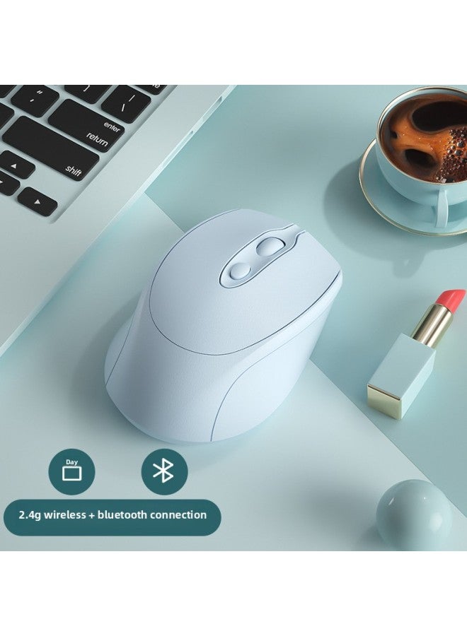 Wireless Mouse Bluetooth Dual Mode Silent Charging Silent Unlimited Laptop Office Girl Cute Look-Specification:[sky Blue] Bluetooth + 2.4g Wireless Version ★ Charging Mute ★ Comfortable Feel - Official Standard