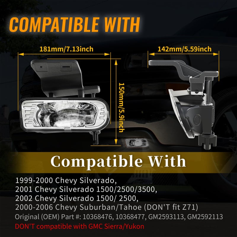 RAMJET4X4 DOT Approved LED Fog Lights Fog Lamps Replacement Compatible with 1999-2002 Chevy Silverado 1500 2500 3500, 2000-2006 Chevy Suburban Tahoe - Image 4