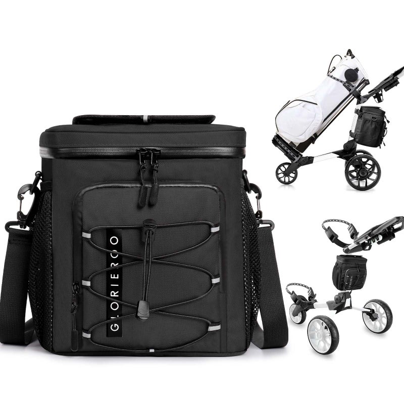 GLORIEROO Golf Cart Cooler Bag Insulated - 12-Can Leakproof Soft Cooler Bag with Hook-and-Loop Lid, Waterproof Zippers, and Multi-Pockets for Golf Accessories; Fits on Golf Push Cart - Image 1