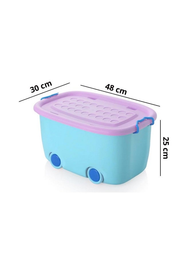 Ash & Roh Plastic Multi Color Storage Bins With Locking Lids, Handle & Wheels | Stackable Collapsible Storage Box | 25 Lit Container Organizer Toy Storage Box. (Pack Of 3) - Image 2