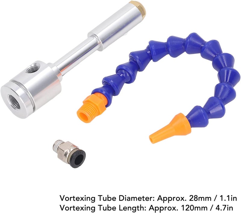 klarako Cold Airwith Flexible Tube, Aluminum MiniCold Air Dry Coolingwith Fitting, 520BTU / h 131Kcal / H Cold AirAirflow Machine for Plastic, Metal, Wood Processing - Image 5