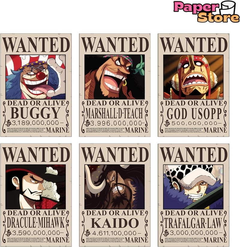 Today Idea One Piece Bounty Posters Set of 21 | Self-Adhesive Wanted Posters | 8.3×12 Inches | Post-Wano & Post-Timeskip Anime Wall Art for Room Decor - Image 5