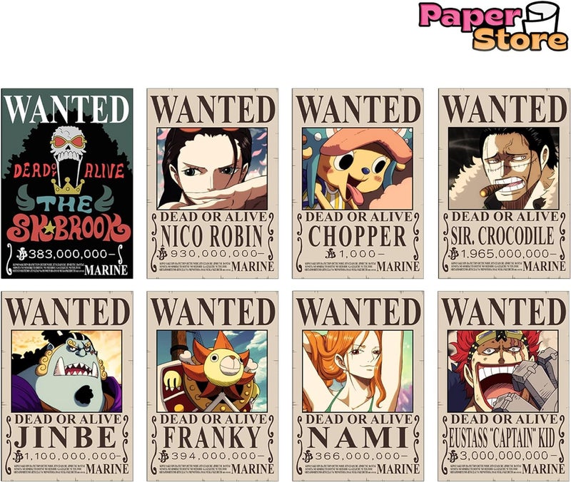 Today Idea One Piece Bounty Posters Set of 21 | Self-Adhesive Wanted Posters | 8.3×12 Inches | Post-Wano & Post-Timeskip Anime Wall Art for Room Decor - Image 4