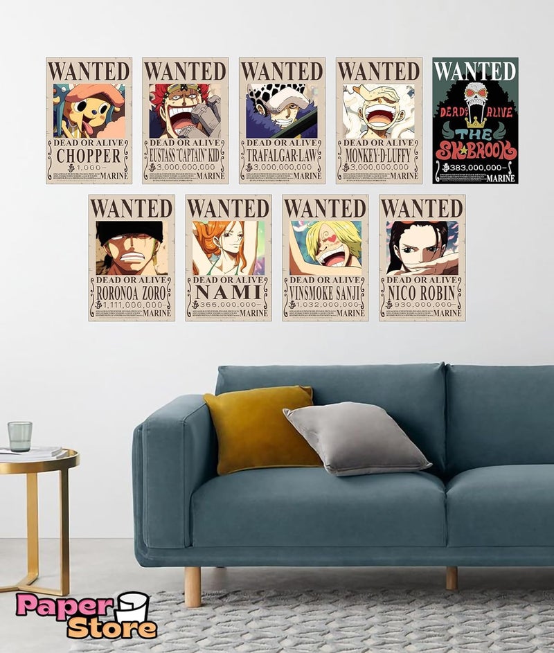 Today Idea One Piece Bounty Posters Set of 21 | Self-Adhesive Wanted Posters | 8.3×12 Inches | Post-Wano & Post-Timeskip Anime Wall Art for Room Decor - Image 2