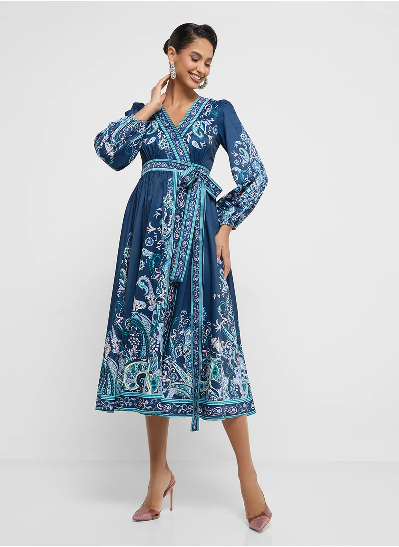 خزانة Printed Wrap Dress