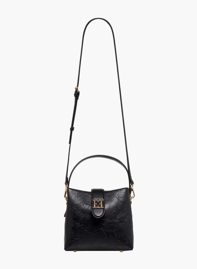 ELLE Floral Embossed Shoulder Bag with Button Closure