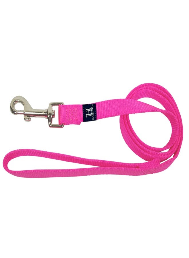 Hamilton Single Thick Deluxe Nylon Dog Leash with Swivel Snap, 3/8" by 6' Long, Hot Pink - Image 1