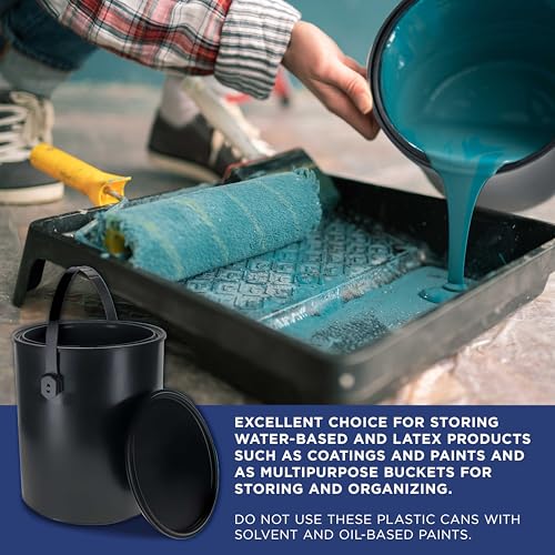 Master Airbrush Master Elite 1 Gallon Empty Plastic Paint Can Bucket - Triple Lock Airtight Lid Seal, 128 fl. oz. All-Plastic Coating Storage Container Can - Pail Handle, Dent & Rust Proof, Odor & Chemical Resistant - Image 5