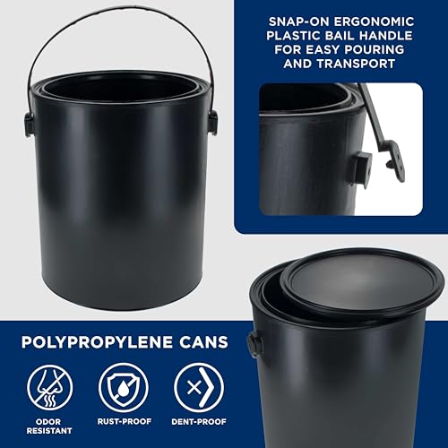 Master Airbrush Master Elite 1 Gallon Empty Plastic Paint Can Bucket - Triple Lock Airtight Lid Seal, 128 fl. oz. All-Plastic Coating Storage Container Can - Pail Handle, Dent & Rust Proof, Odor & Chemical Resistant - Image 4