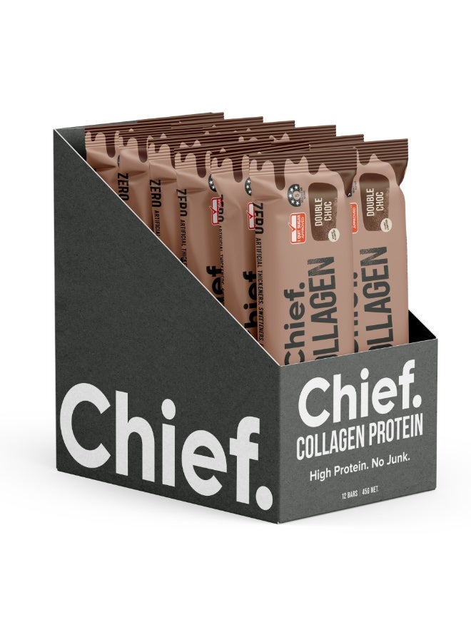 Chief Collagen Protein Bars – Double Chocolate (12 Bars) - Image 1