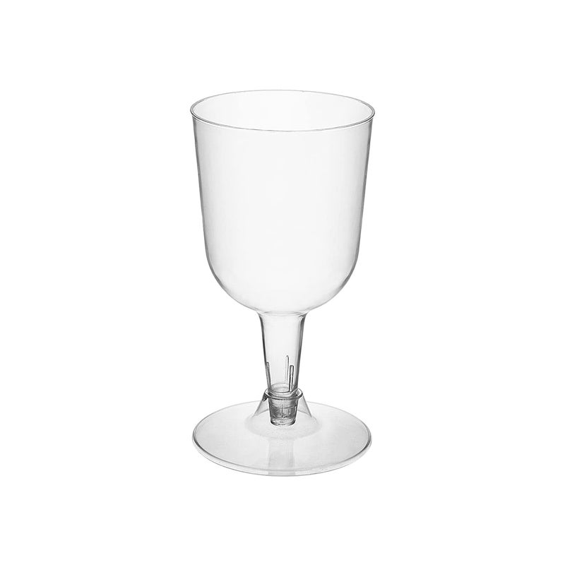 Party Essentials Disposable Hard Plastic Two Pieces Wine Glasses 40Count 7Ounce Clear