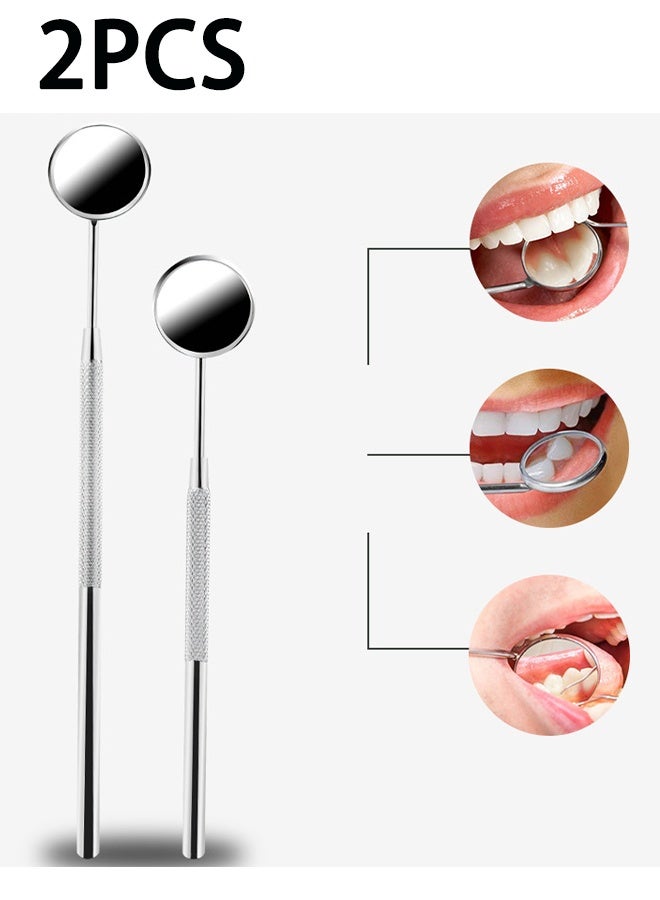2PCS Stainless Steel Dental Oral Mirror for Teeth Examination - Oral Cleaning Mirror - Diagnostic Tool - Dentist's Oral Mirror Instrument - Image 1