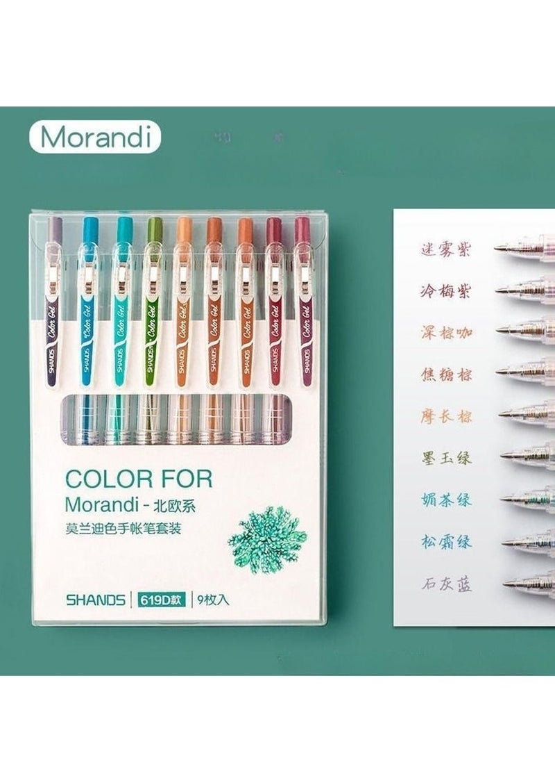 9 Colors Retractable Gel Ink Pens with Grip +9 Refill, Assorted Colors Ink, Smooth Writing Pens Color - Image 1