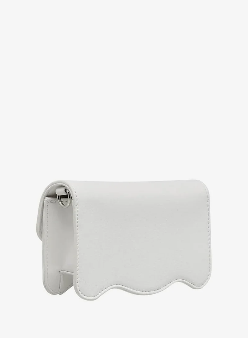 Celeste WHITE Scalloped Bow Embellished Crossbody Bag with Chain Strap for Women | Best Price UAE