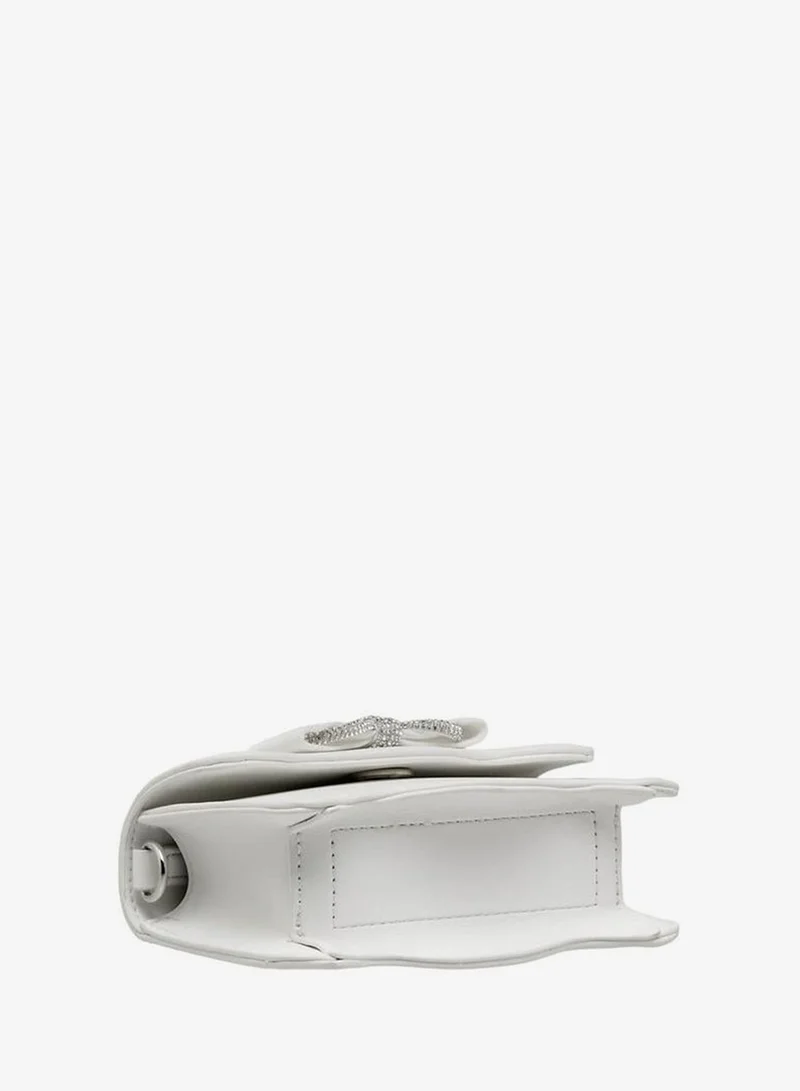 Celeste WHITE Scalloped Bow Embellished Crossbody Bag with Chain Strap for Women | Best Price UAE