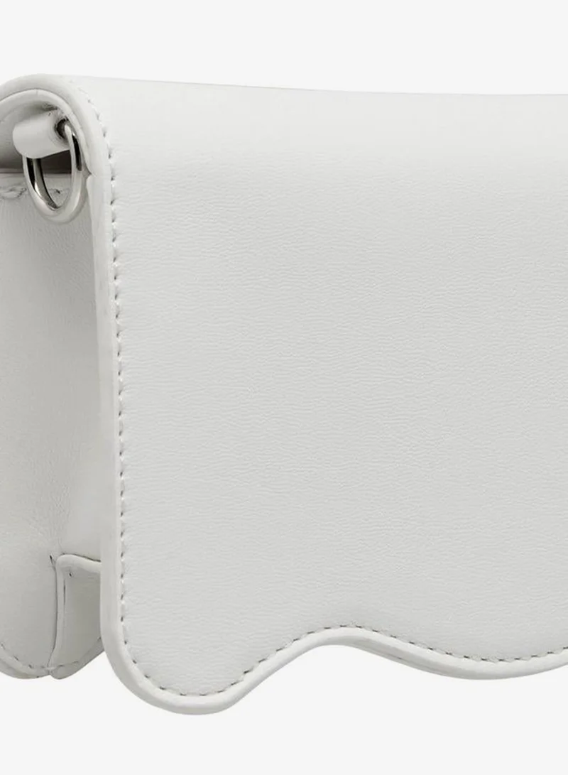 Celeste WHITE Scalloped Bow Embellished Crossbody Bag with Chain Strap for Women | Best Price UAE