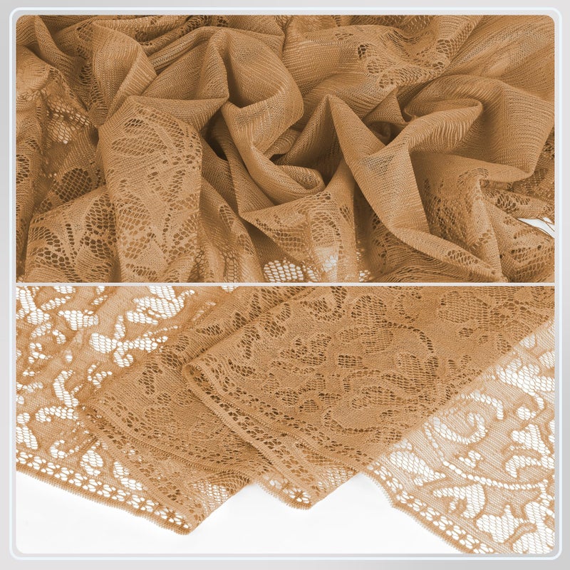 Ladiery Women's Floral Lace Scarf Shawl with Tassels, Soft Mesh Fringe Wraps for Wedding Evening Party Dresses - Image 5