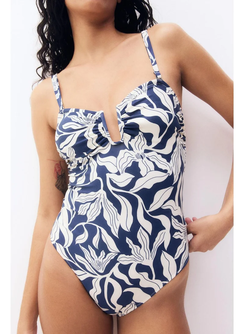 اتش اند ام Padded-cup bandeau swimsuit