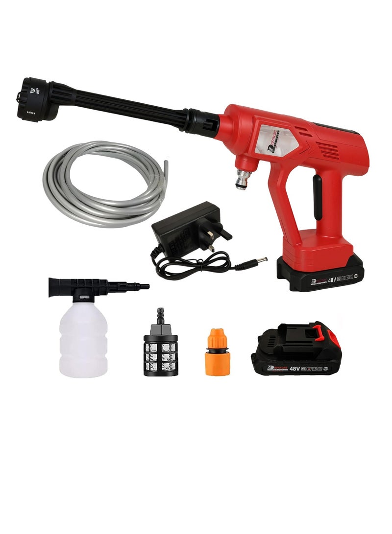 DEFAONS C008 Cordless High Pressure Washer 48V Portable Car Washer Gun with 6-in-1 Nozzle, Foam Bottle, Water Filter, Rechargeable Battery, Spray Cleaning Machine for Car Bike Garden Floor Window Outdoor Cleaning Kit - Image 1
