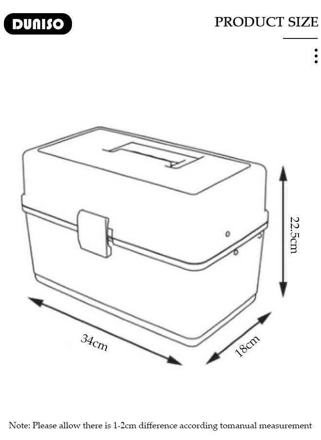 DUNISO 3 Layers Medicine Storage Box Family Emergency Kit Container Clear First Aid Box Organizer with Lid Handle, Multipurpose Durable Craft Tool Case Plastic Professional Emergency Bin for Home Travel Car Camping Office  - Image 4