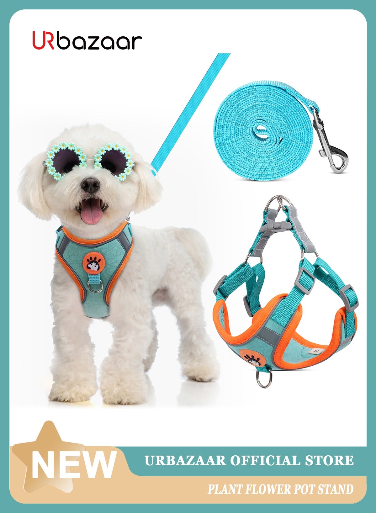 Small Dog Harness No Pull, Adjustable Dog Strap, Easy Control Padded Dog Vest Harness, Reflective No-Pull Pet Harness for Outdoor Walking,Training