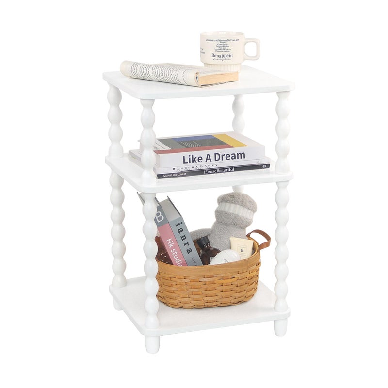 Fultyle End Table, Small Side Table with 3 Tier Open Shelf, Modern NightStand Bedside Table for Living Room, Bedroom, Office and Small Spaces (White) - Image 1