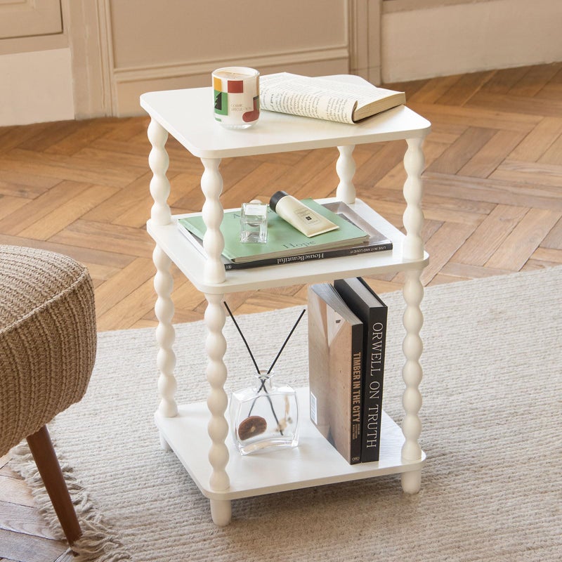 Fultyle End Table, Small Side Table with 3 Tier Open Shelf, Modern NightStand Bedside Table for Living Room, Bedroom, Office and Small Spaces (White) - Image 2