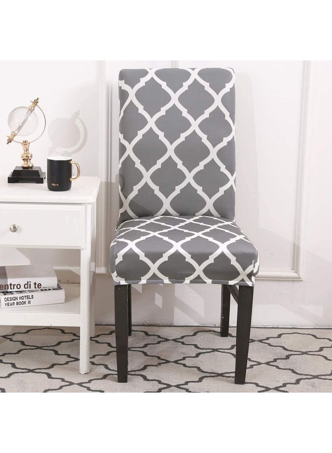 Y&D 6-Piece High Back Stretchable Chair Cover Grey/White ‎34.4x21.8x5.6cm - Image 2