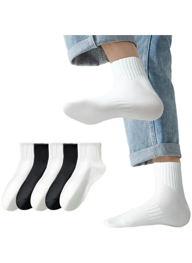 As plant Like Plant Men'S Socks, Summer Short Socks, 100% Pure Cotton, Antibacterial, Odor-Resistant, Sweat-Absorbing, Breathable, Seamless, Wear-Resistant, Black And White Mid-Calf Socks - Image 3