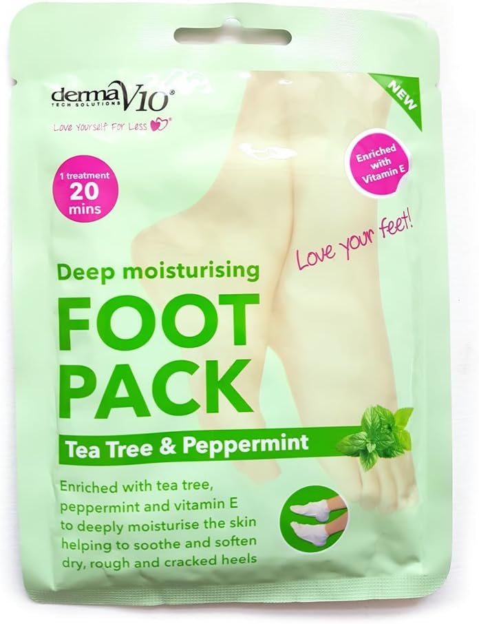 Derma V10 Deep Moisturising Foot Pack Tea Tree Peppermint 2