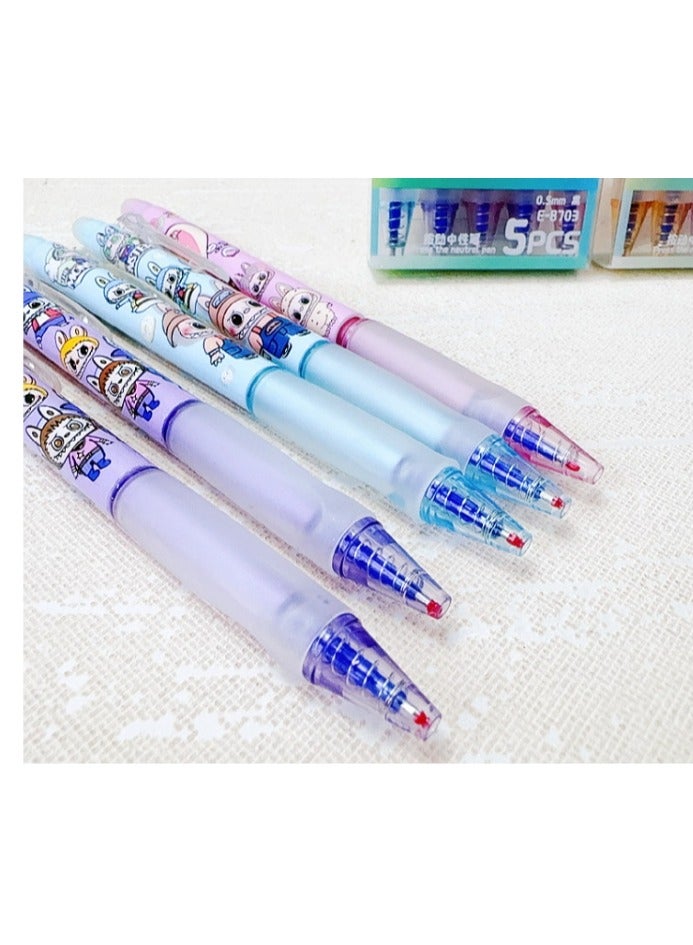 Erasable Pens, 5Pcs Erasable Rollerball Pen, 0.5mm Retractable Ink Eraser Pen, Erasable Gel Pens for Kids School Supplies - Image 2