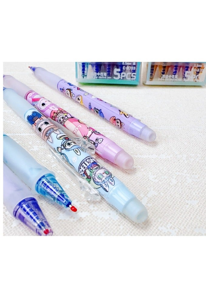 Erasable Pens, 5Pcs Erasable Rollerball Pen, 0.5mm Retractable Ink Eraser Pen, Erasable Gel Pens for Kids School Supplies - Image 3