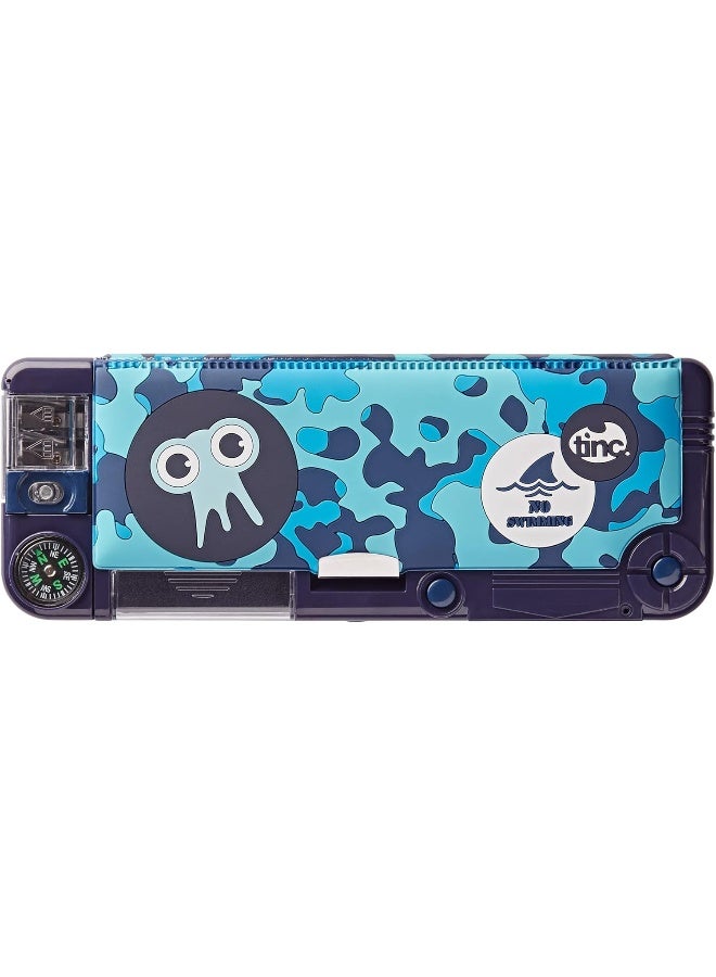 Tinc Kronk Character Pop Out Pencil Case | Pop Out Compartment with Push Button | Includes Pencil with Eraser Topper, Ballpoint Pen & 15cm Ruler | 3 Compartments | for School - Image 1