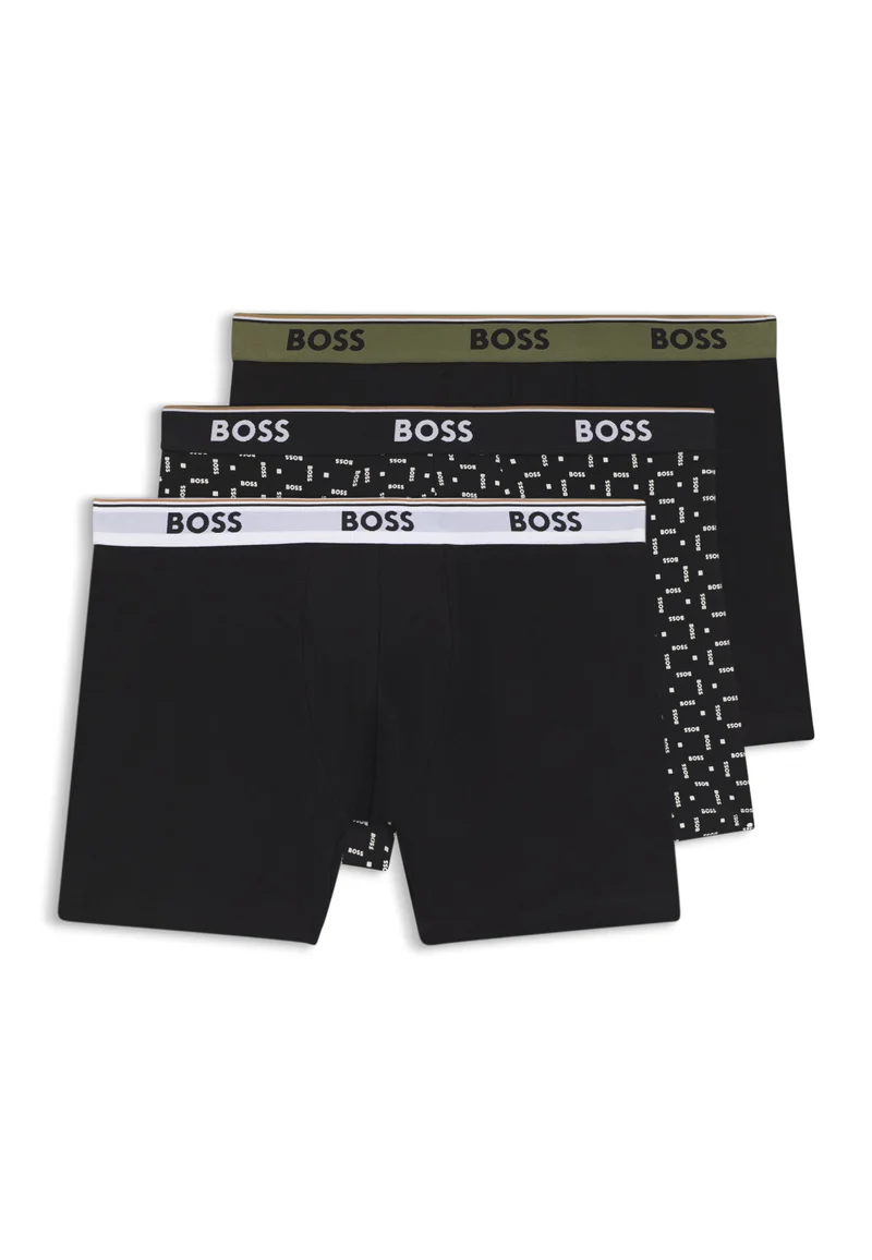 BOSS Black Three-pack of stretch-cotton logo-waistband boxer briefs for Men | Best Price UAE