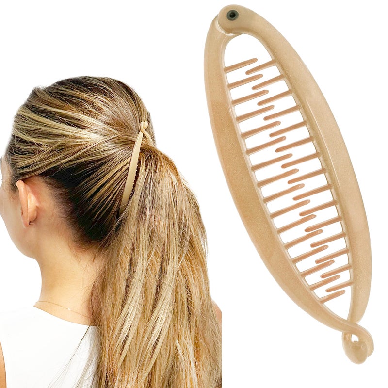 Camila Paris CP3133 4.5 inch French Banana Clip Hair Comb Classic Girls Updo Flexible Ponytail Holder Interlocking Banana Combs, Fashion Durable and Styling Hair Accessories for Women, Made in France - Image 1