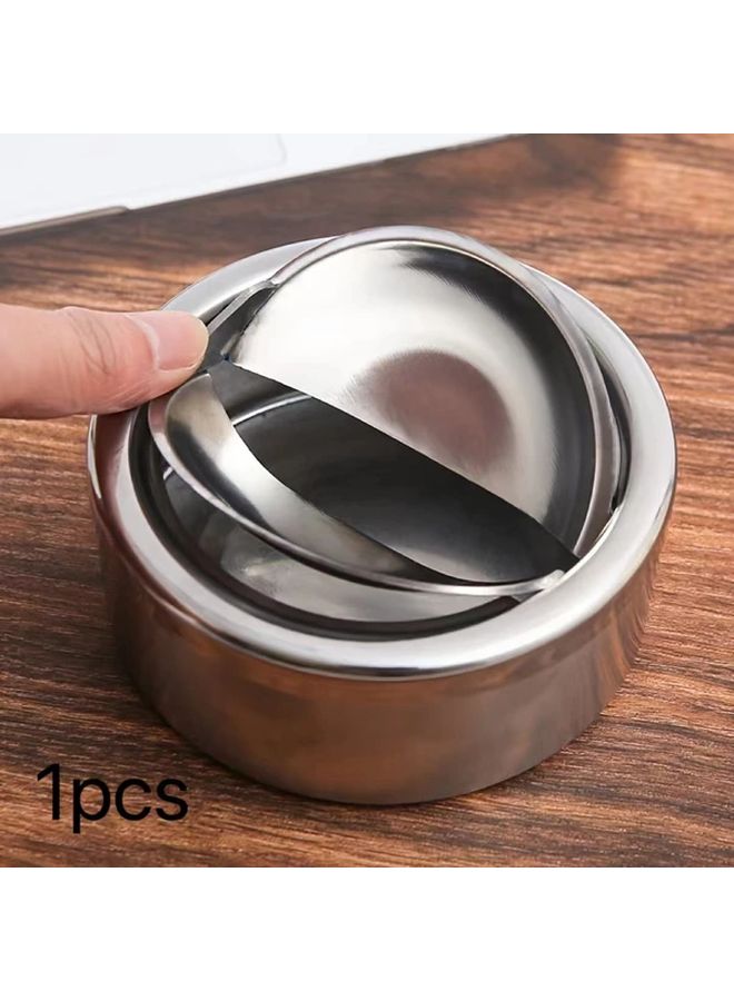 Heavy Duty Stainless Steel Windproof Ashtray Silvery Portable Compact Outdoor Use - Image 2
