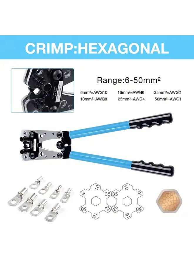 HX 50B Cable Lug Crimping Tool With Wire Cutter And 60pcs Ring Terminals 1 Set - Image 3