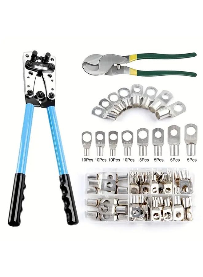 HX 50B Cable Lug Crimping Tool With Wire Cutter And 60pcs Ring Terminals 1 Set - Image 1