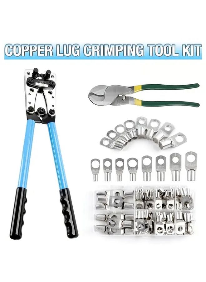 HX 50B Cable Lug Crimping Tool With Wire Cutter And 60pcs Ring Terminals 1 Set - Image 2