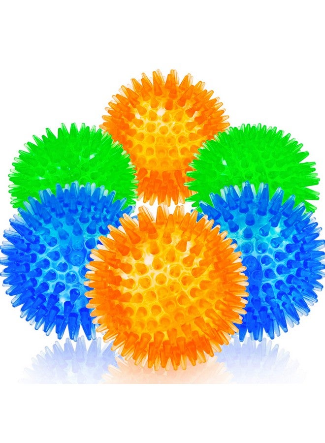 SHARLOVY Squeaky Fetch Spike Balls Tpr Toys For Pet Small Dogs Puppy Rubber 6 Pack Bright Colors Chew Teething Toys - Image 1