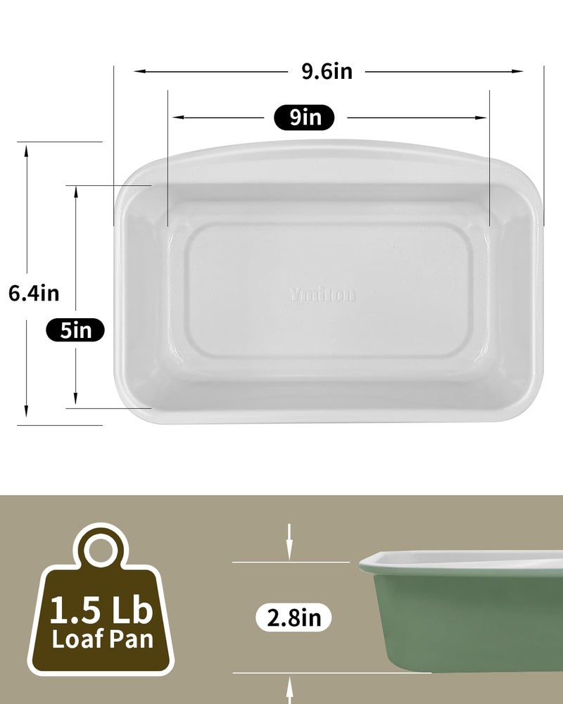 Ymiton Non-Stick Bread Loaf Pan, 9x5 Inch, Ceramic Coating, Aluminized Steel, Oven Safe to 550Â°F, Dishwasher Safe - Non-Toxic, PTFE & PFOA Free, Pistachio Green - Image 3