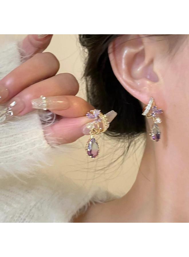 S925 Silver Pin Earrings South Korea High Sense Tassel Earrings Personality Design Sense Niche Bow Earrings 