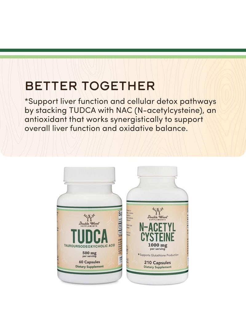 دبل وود ملح الصفراء TUDCA - 99.0٪ + النقاء اختبار - مكمل دعم الكبد والمثانة المرارية - 500 ملغ حصص ، (60 كبسولة ، 500 ملغ) حمض الصفراء الأصلي TUDCA مع طعم مرير قوي من الخشب المزدوج - Image 3