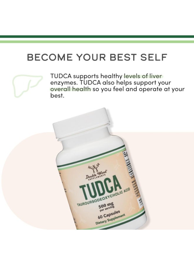 دبل وود ملح الصفراء TUDCA - 99.0٪ + النقاء اختبار - مكمل دعم الكبد والمثانة المرارية - 500 ملغ حصص ، (60 كبسولة ، 500 ملغ) حمض الصفراء الأصلي TUDCA مع طعم مرير قوي من الخشب المزدوج - Image 2