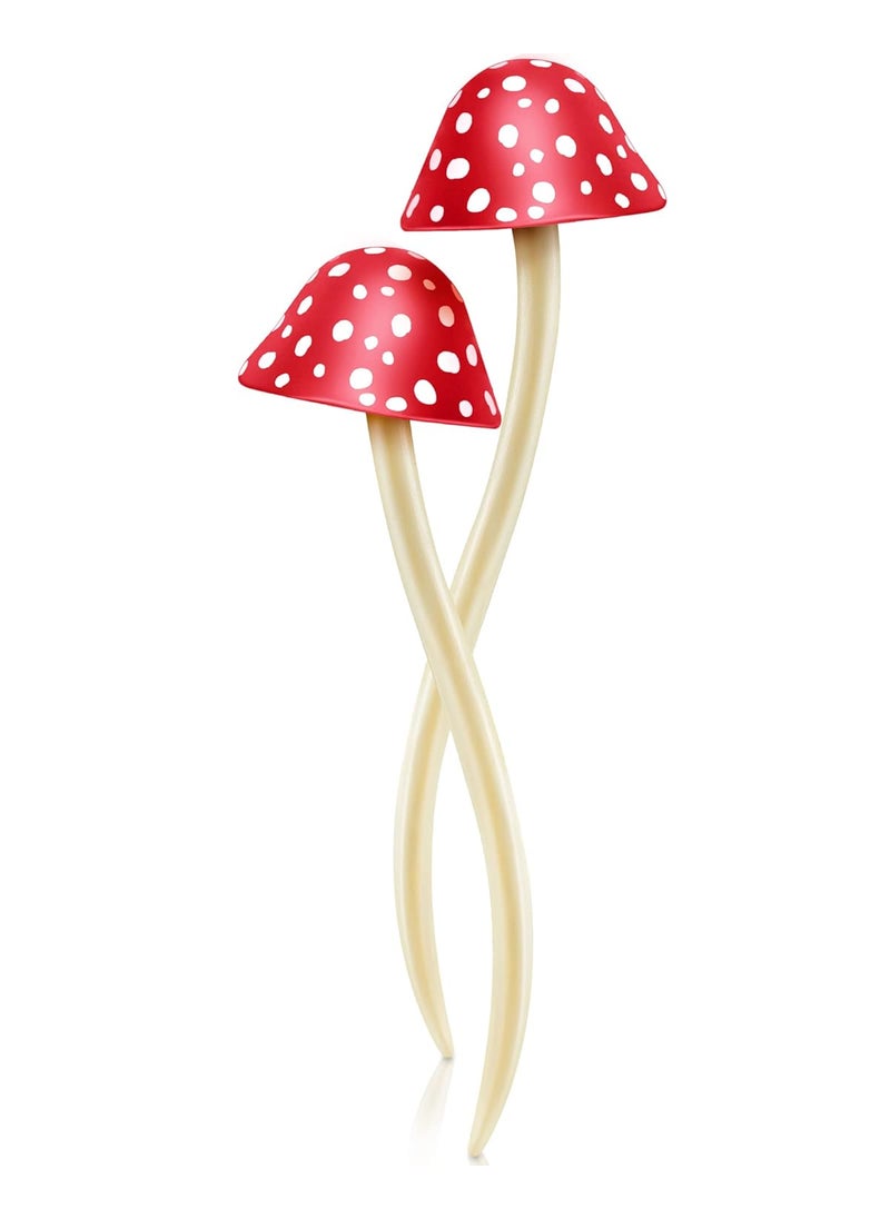 Taiyin - Taiyin 2 Pcs 2 Pcs Mushroom Hair Accessories Hair Sticks for Buns Mushroom Hair Clip Red - Image 1