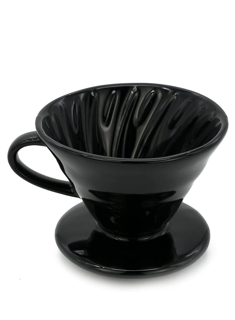 MIBRU Ceramic V60 Coffee Dripper 1-4 Cup Pour Over Brewer Black Size 02 High Fired Material Slow Brewing for Home Office Cafe Daily Use - Image 2