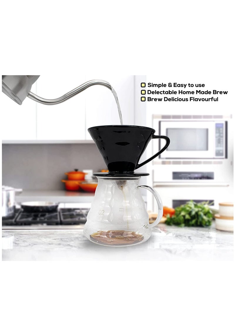 MIBRU Ceramic V60 Coffee Dripper 1-4 Cup Pour Over Brewer Black Size 02 High Fired Material Slow Brewing for Home Office Cafe Daily Use - Image 5
